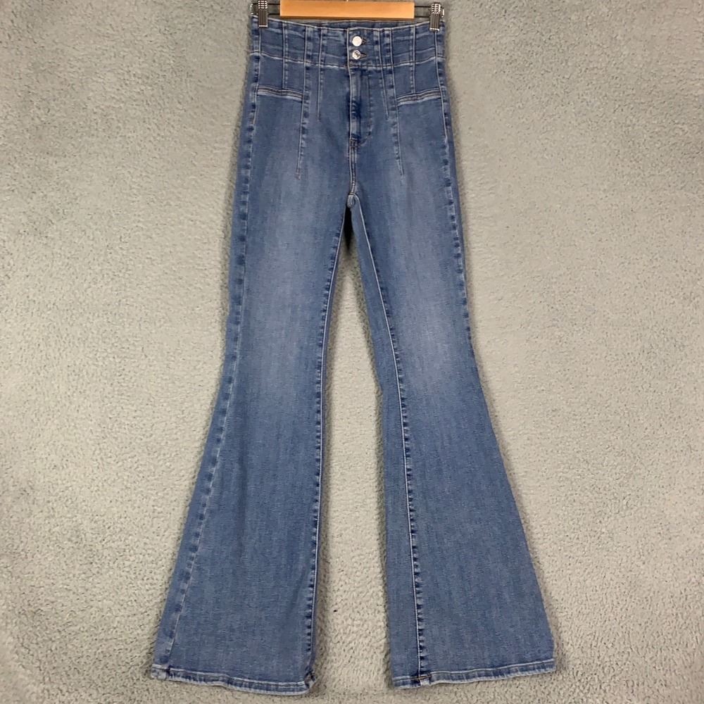 We The Free People Flare Jeans Just Float On Women's 26 High Rise Seamed Stretch